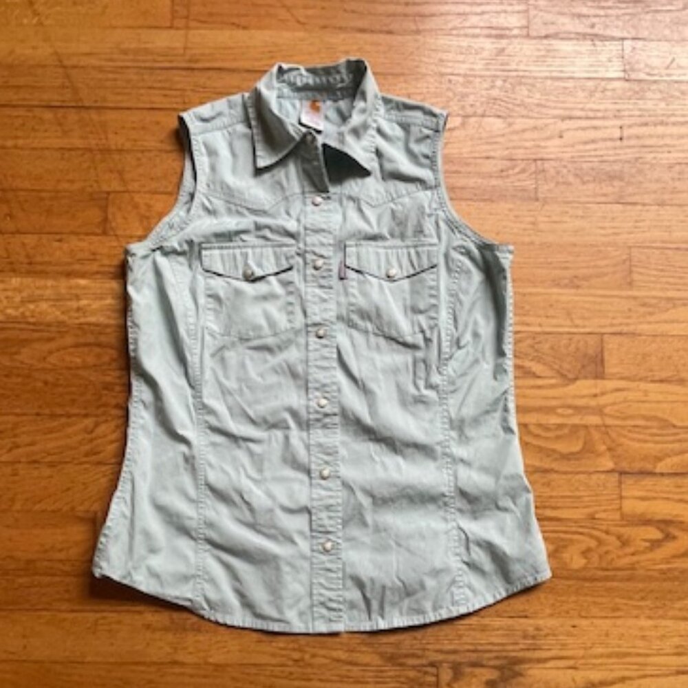 Carhartt Sleeveless Snap Button Shirt.